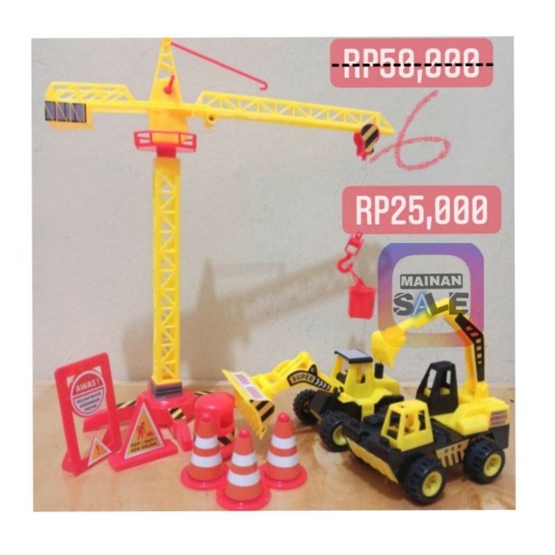 Mainan Set Konstruksi Bangunan Tower Crane The Builder