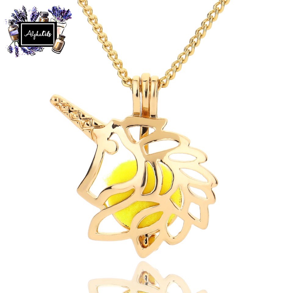 Unicorn Essential Oil Aromatherapy Necklace Kalung Diffuser Silver