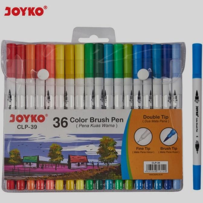 

(BISA COD) Dual Color Brush Pen Pena Kuas Spidol 2 Kepala Joyko 36 Warna CLP-39 HEMAT Kode 1410