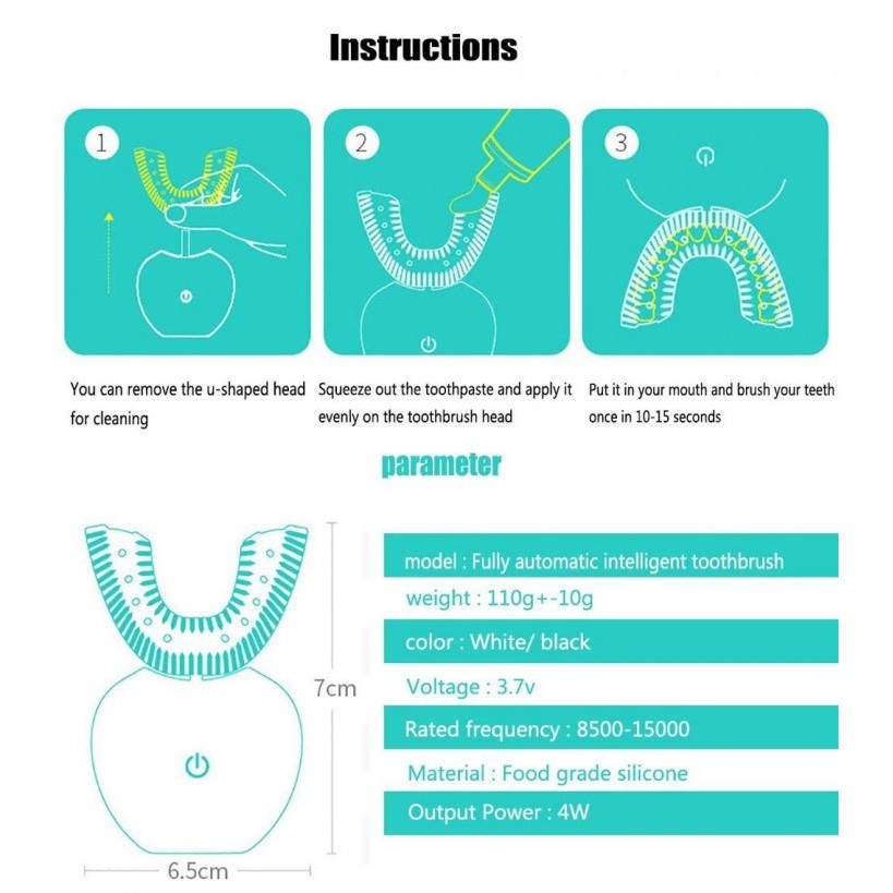 V-WHITE U-Shape Automatic Whitening Electric Toothbrush - SA-VW-520