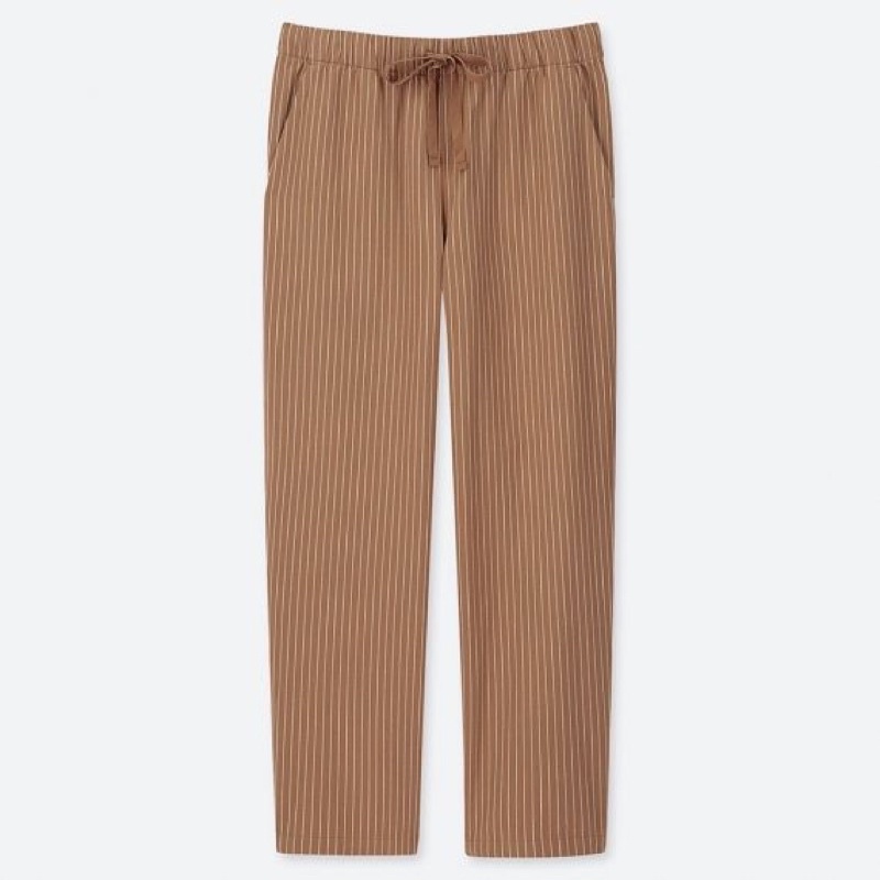 UN*QLO Cotton Relax Pants-Brown Stripes