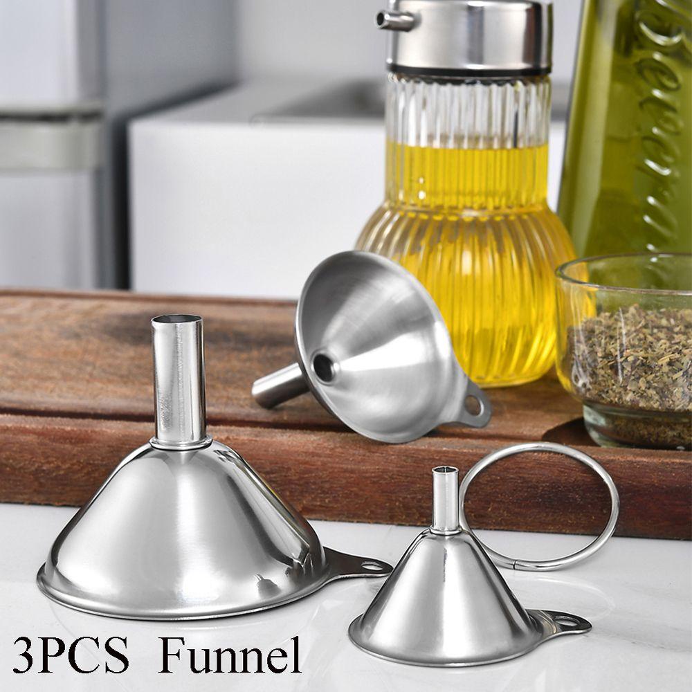 Solighter 3PCS Corong Rumah Tangga Stainless Steel Wine Flask Gadget Dapur