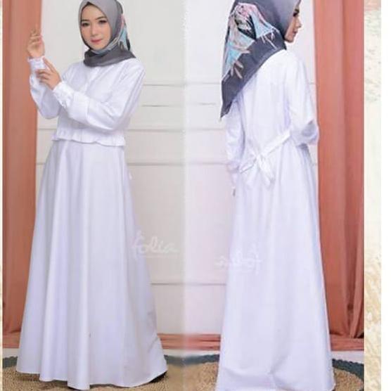 Lagi Tren.. Folia Dress Others Gamis Putih Wanita Terbaru Gamis Modern 2021 Fashion Muslim Gamis Rem
