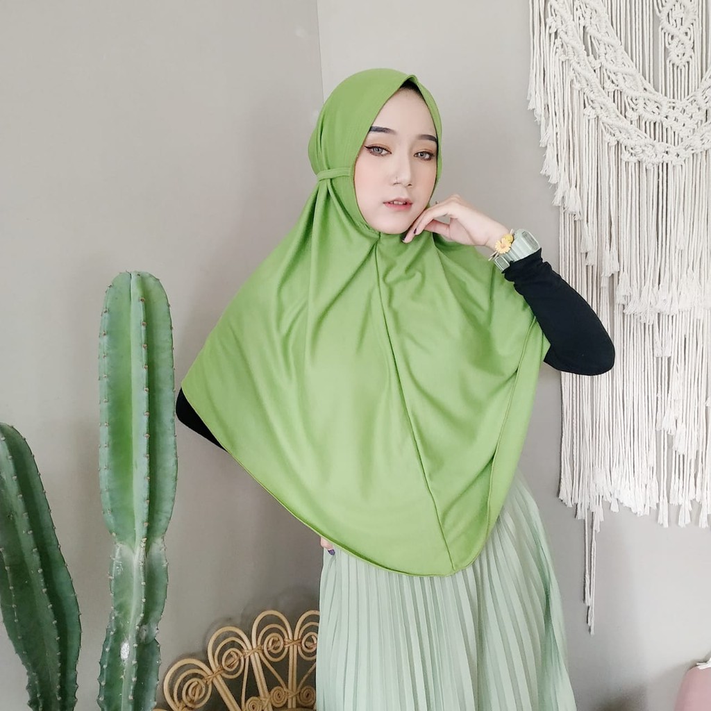 Hijab Instan Bergo Emilia XL Tali instan kaos Bergo-EMILIA HIJAUAPEL