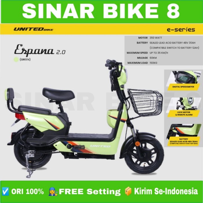 Sepeda Listrik Electric Bike UNITED ESPANA 2.0 Electric E Bike 350 Watt