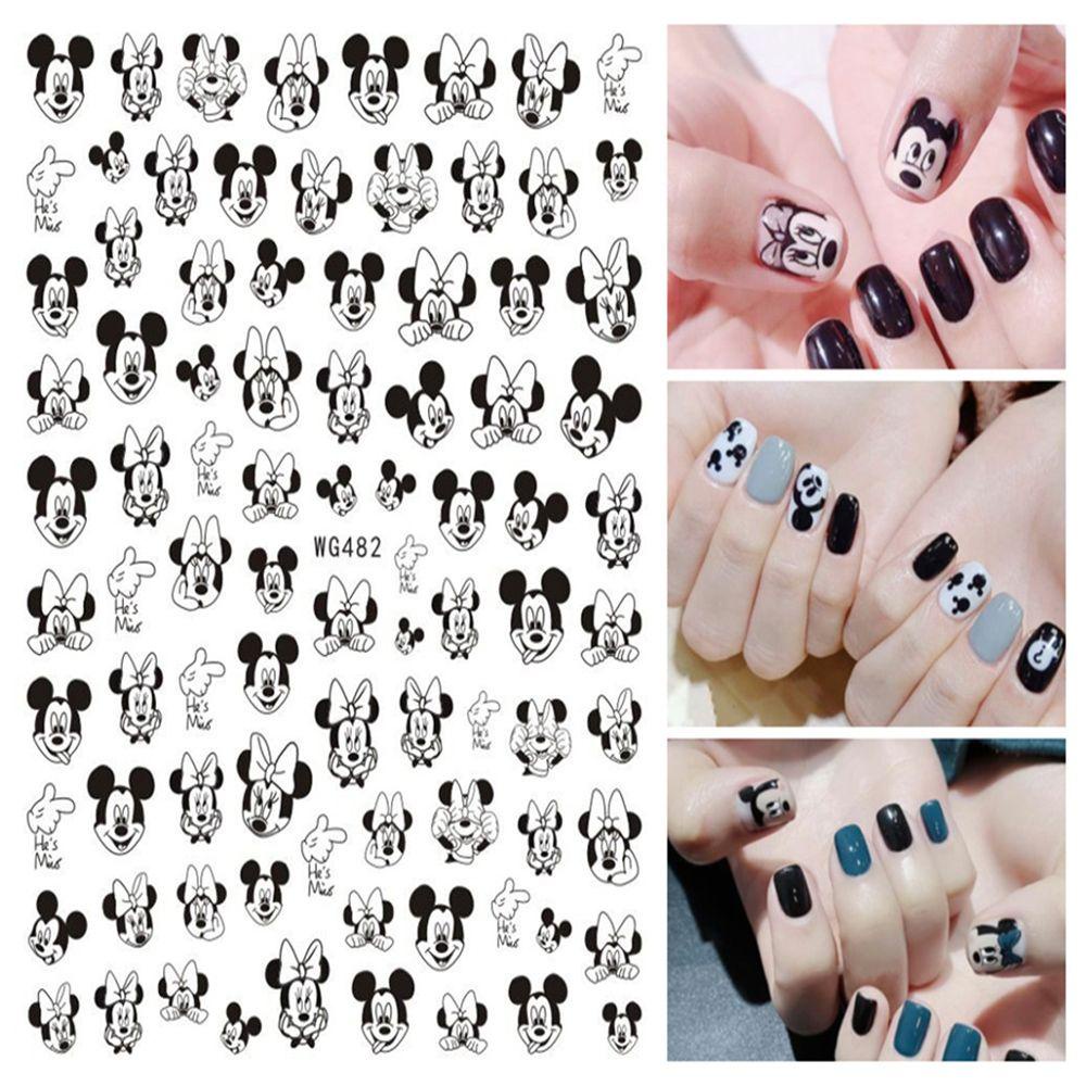 AUGUSTINA Cartoon Anime Nail Stickers Back Glue Manicure Decals Mickey Minnie Mouse Nail Stickers Christmas Gifts Nail Art Decorations Children's Kawaii Mickey Mouse Self Adhesive Mickey Mouse Decals