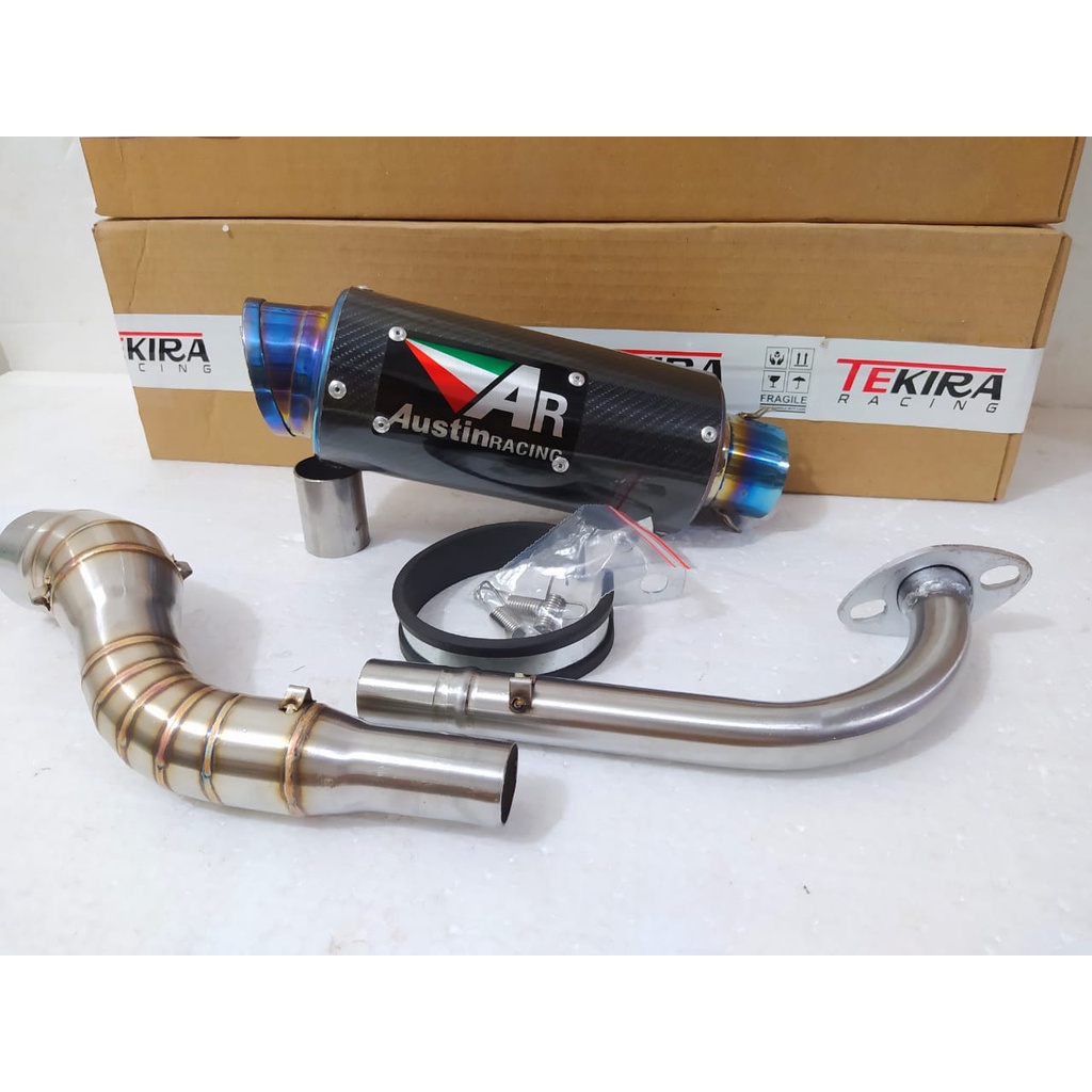 Knalpot AR Austin Racing GP2 Biru Carbon Vario 150 125 110 Keyless Led Techno Bohlam Beat New Fi Del