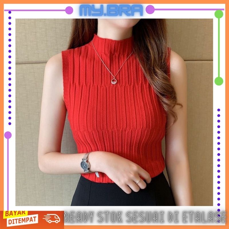 My bra 035 / Pakaian Atasan Wanita Tanktop Turtle Neck Tanpa Lengan