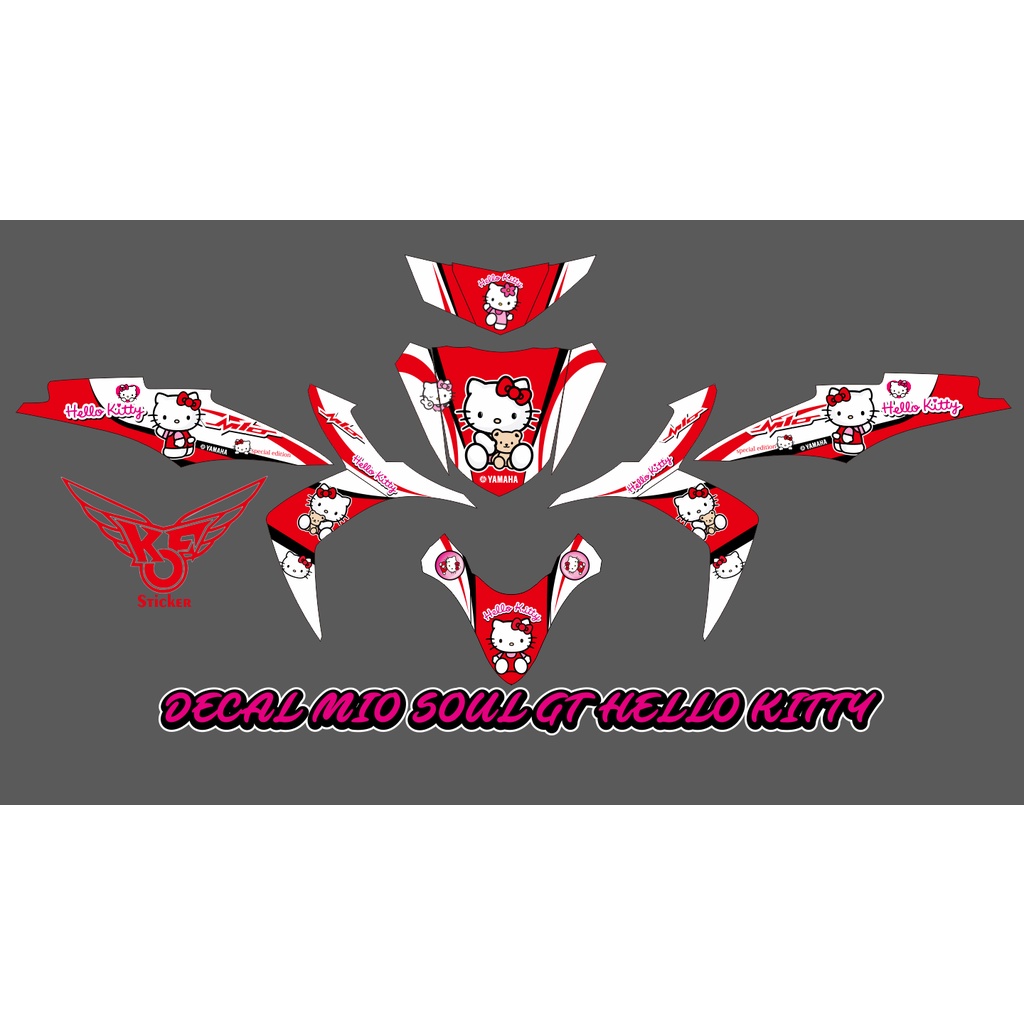 DECAL STIKER MOTOR YAMAHA MIO SOUL GT 2013 MOTIF HELLO KITTY