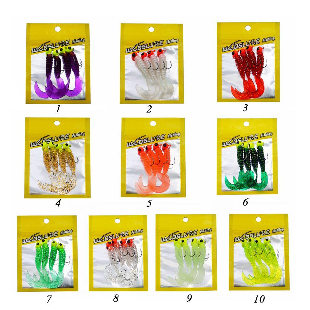 Top 4PCS 3.5g Umpan Pancing Cacing Baru Maggot Grub Umpan Ikan