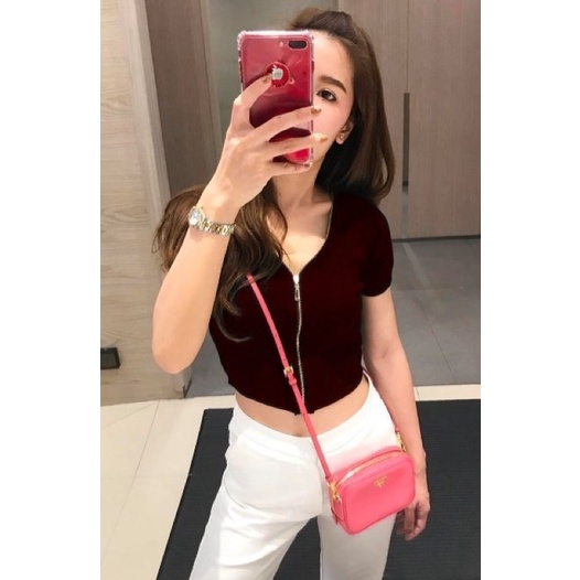 crop sleting rajut baju atasan fashion keren cewek perempuan kekinian