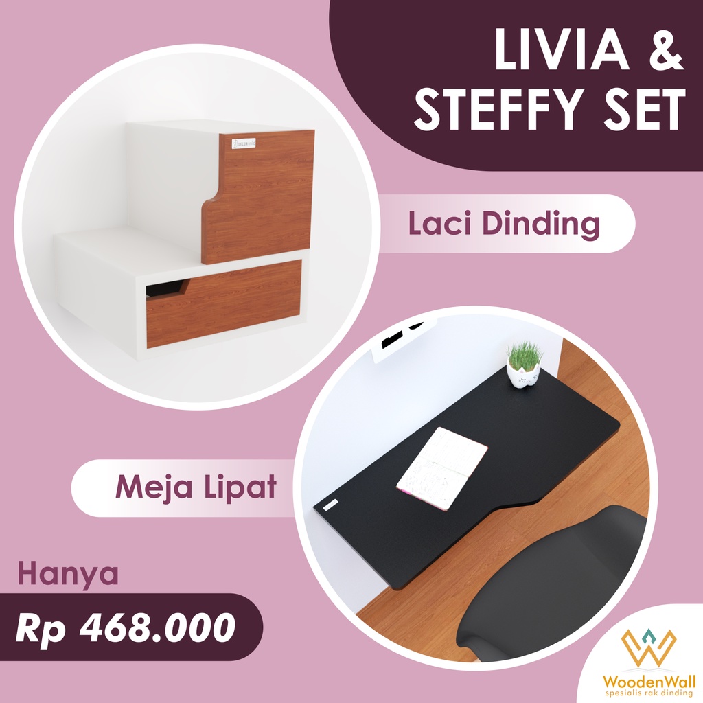 Laci Tempel Dinding Penyimpanan Serbaguna Laci Gantung Minimalis Storage Table Uk. 30x30 cm dan Meja