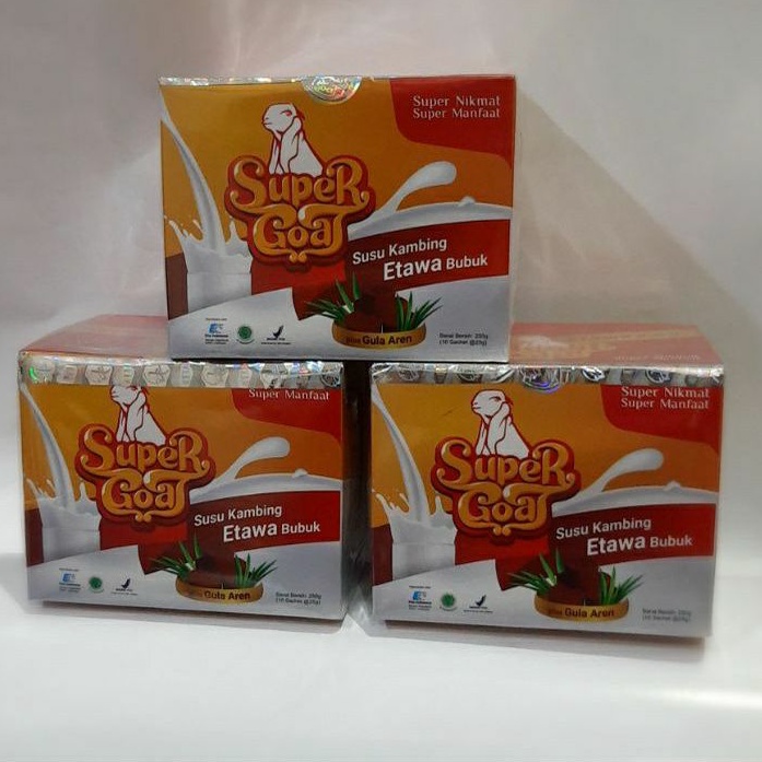 

Supergoat Susu Kambing Etawa Bubuk dgn Gula Aren 250gr, Paket 3 Kotak