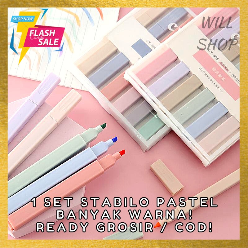 

SETABILO / MARKER / HIGHLIGHTER WARNA PASTEL 1 SET ISI 6 TERMURAH! ALAT TULIS FANCY UNIK LUCU