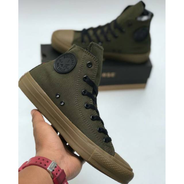  Sepatu  pria  converse all star ct Chuck high HI hijau army  