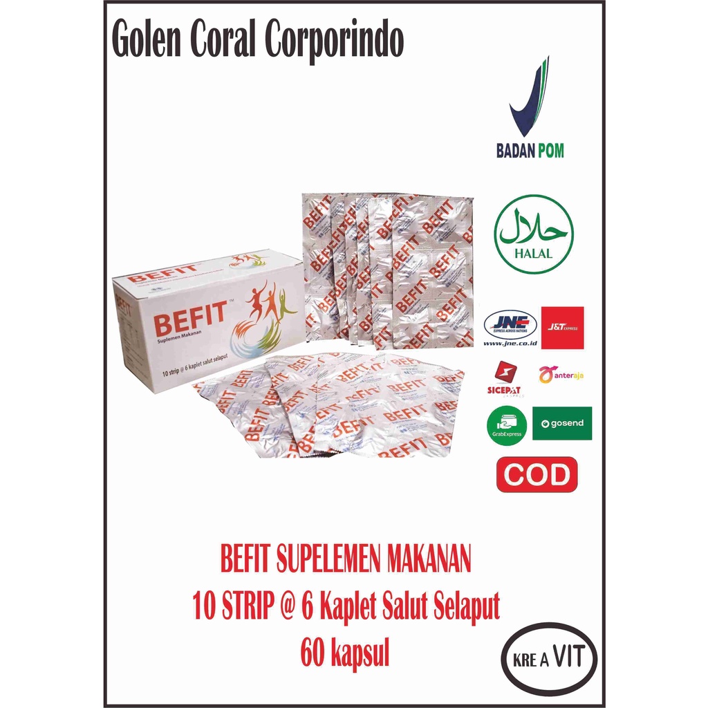 BEFIT VITAMIN DAN SUPLEMEN UNTUK MEMELIHARA KESEHATAN TUBUH DAN VITALITAS ISI 1 BOX 10 STRIP 6 KAPSU