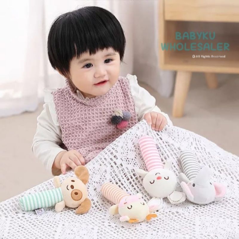 Mainan rattle stick bayi / Mainan boneka genggam bayi ada bunyi