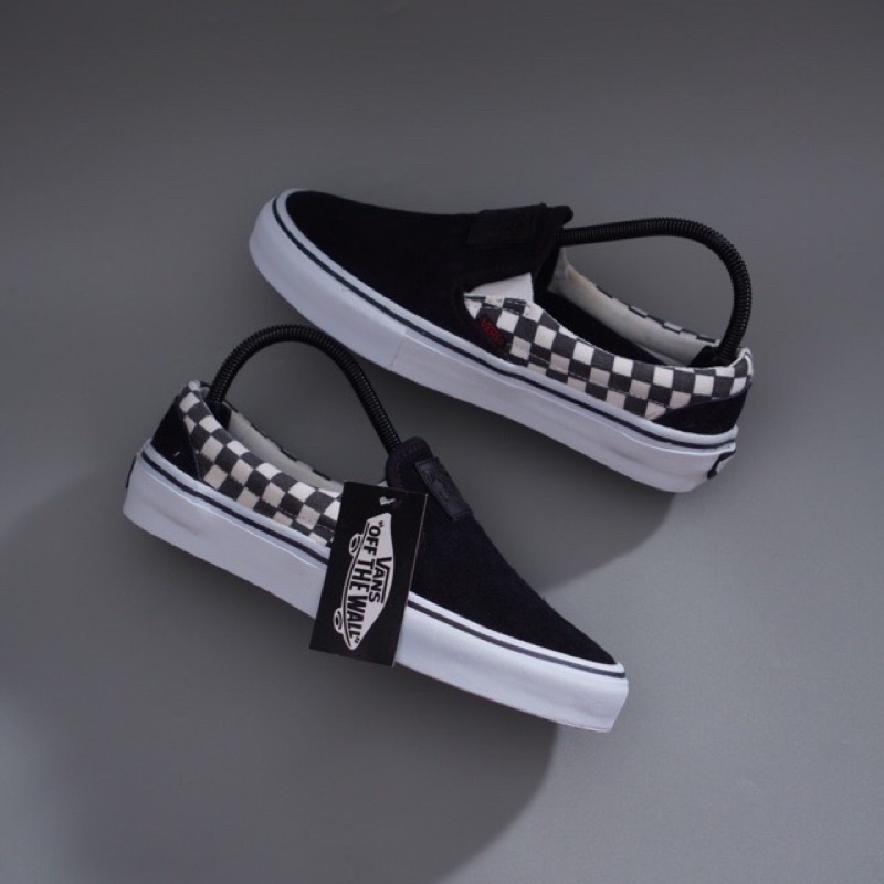 checkered white vans slip ons
