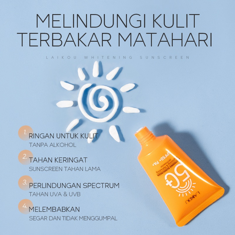 LAIKOU Brightening Sunscreen SPF50 Vitamin C Krim Esensial Anti-oksidan