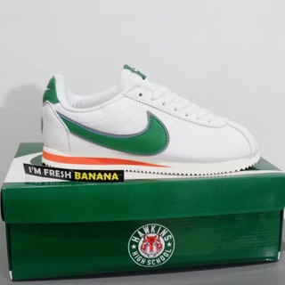 37-44 PREMIUM ORIGINAL SEPATU NIKE CORTEZ STRANGER THINGS HAWKINS HIGH  SCHOOL FULL ALL WHITE GREEN | Shopee Indonesia