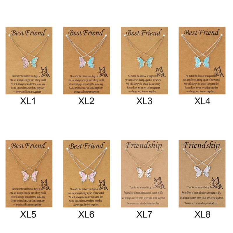 2pcs / Set Kalung Rantai Klavikula Desain Butterfly Untuk Wanita