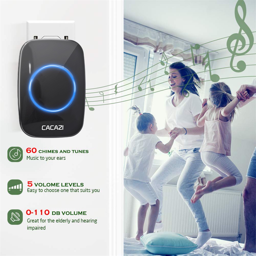 Grab Medan Double Bel Pintu Wireless Doorbell Waterproof 2 Transmitter 2 Receiver R8L CACAZI  A