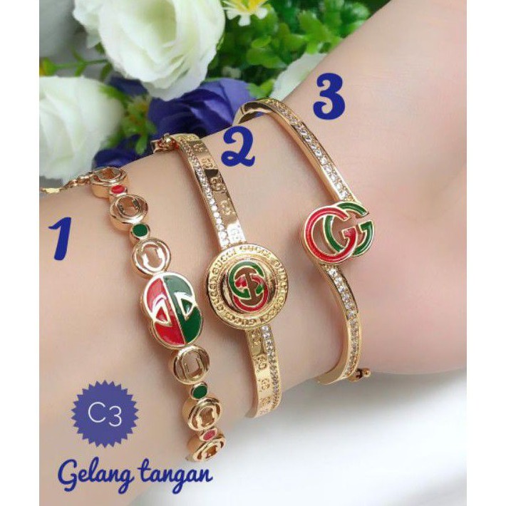 (APR) PROMO TERMURAH Set Perhiasan Lapis Emas Xuping Gelang Ring Gucci Gold Mewah Titanium Termurah