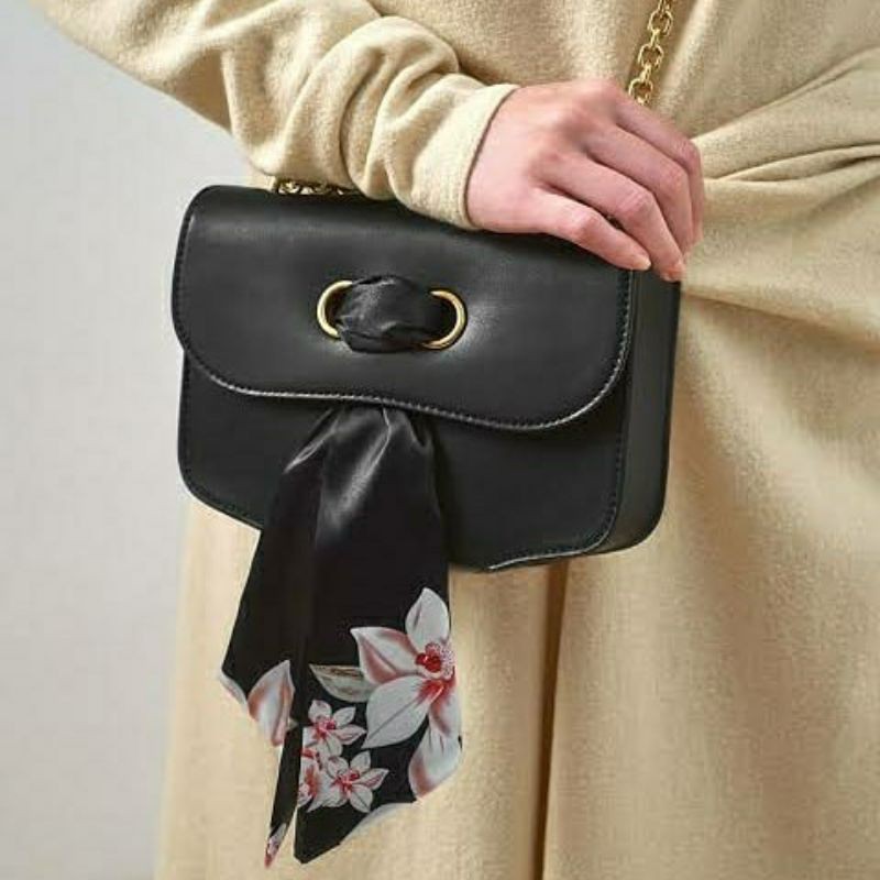 CK Chiffon Scarf Double Strap Shoulder Bag