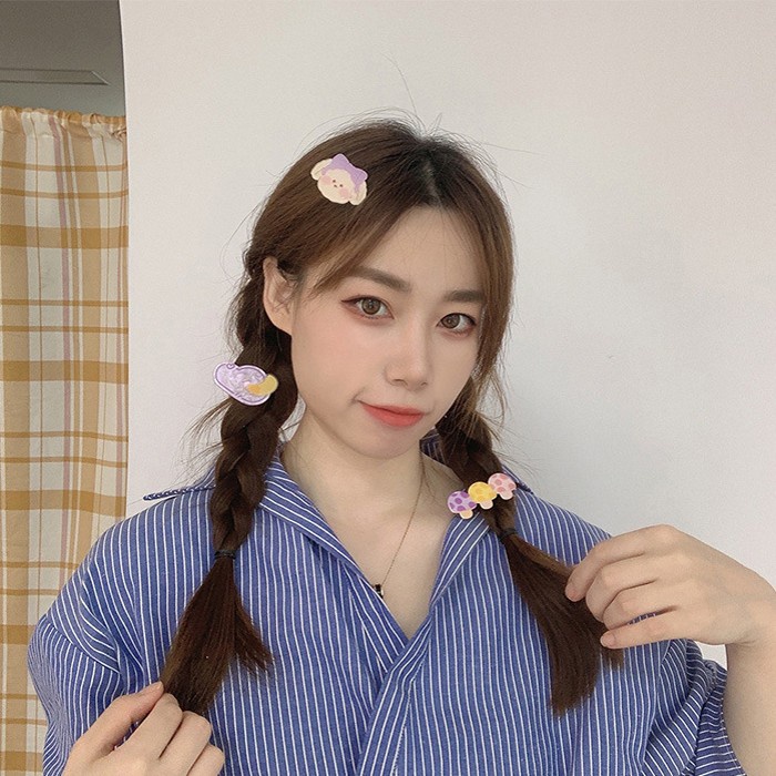 3pcs / Set Jepit Rambut Motif Kartun Bahan Akrilik Untuk Wanita