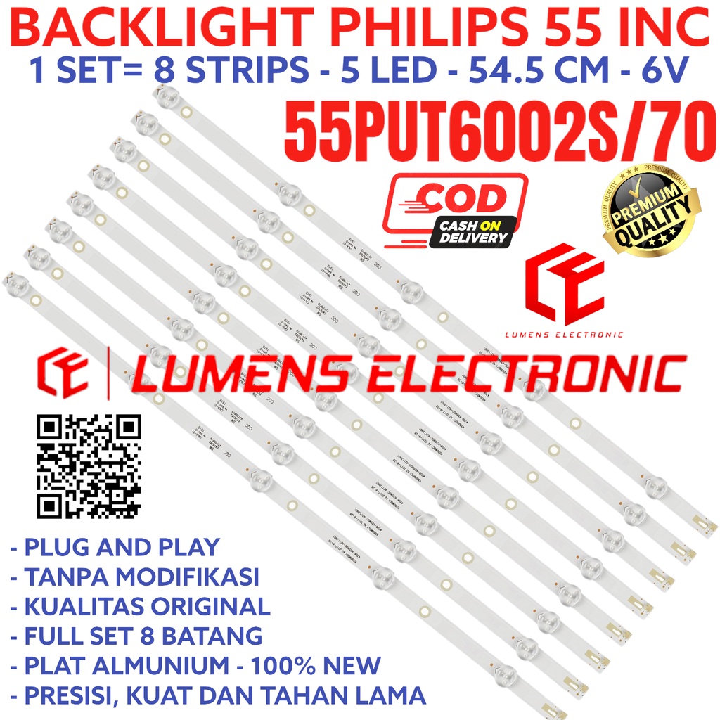 BACKLIGHT TV LED PHILIPS 55 INC 55PUT6002 55PUT6002S 70 55PUT LAMPU BL 5K 6V 55PUT6002S/70 55 INCH I