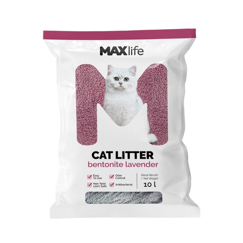 MAXlife cat litter lavender 10L pasir kucing wangi gumpal