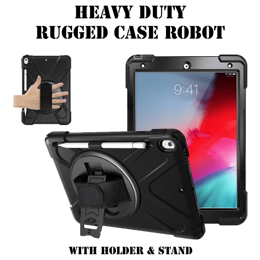 GoodCase - Case Samsung Tab S9/ S9 FE/ S9+/ S9 FE+| S7/ S8/ S7+/ S7 FE | A8 10.5 X205 | S6 Lite 10.4/ P610/ P615 Case Robot Rugged  Armor Standing + Tali Case Robot