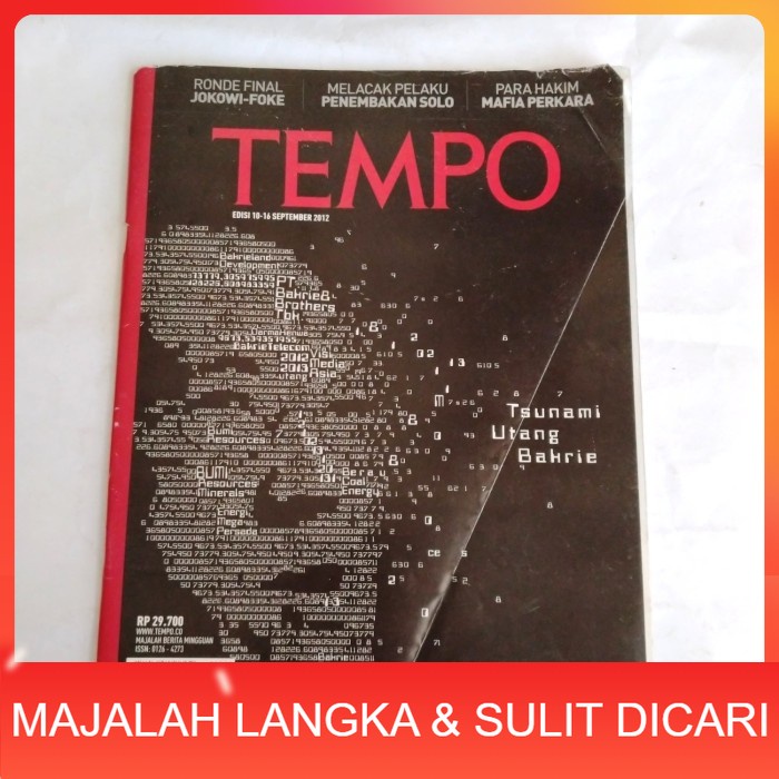 Majalah TEMPO No.28 Sep 2012 TSUNAMI UTANG BAKRIE Langka