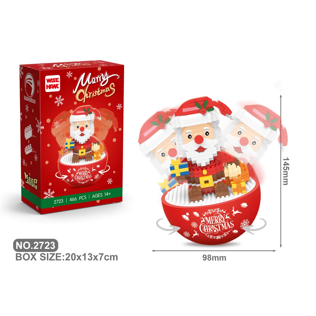 Mainan Balok Susun Seri Natal Bentuk Tumbler Santa Claus