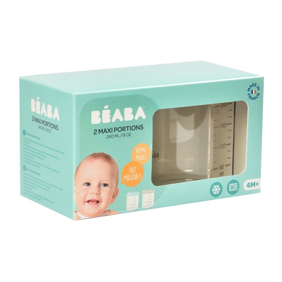 Beaba Baby Set 2 Maxi Portions Alat Makan Bayi Blue Grey 240ml