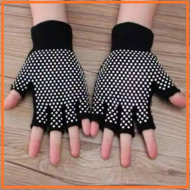 Sarung Tangan Motor Pria Wanita Anti Slip Tidak Licin Murah Glove Gloves Setengah Jari Motif Bintik