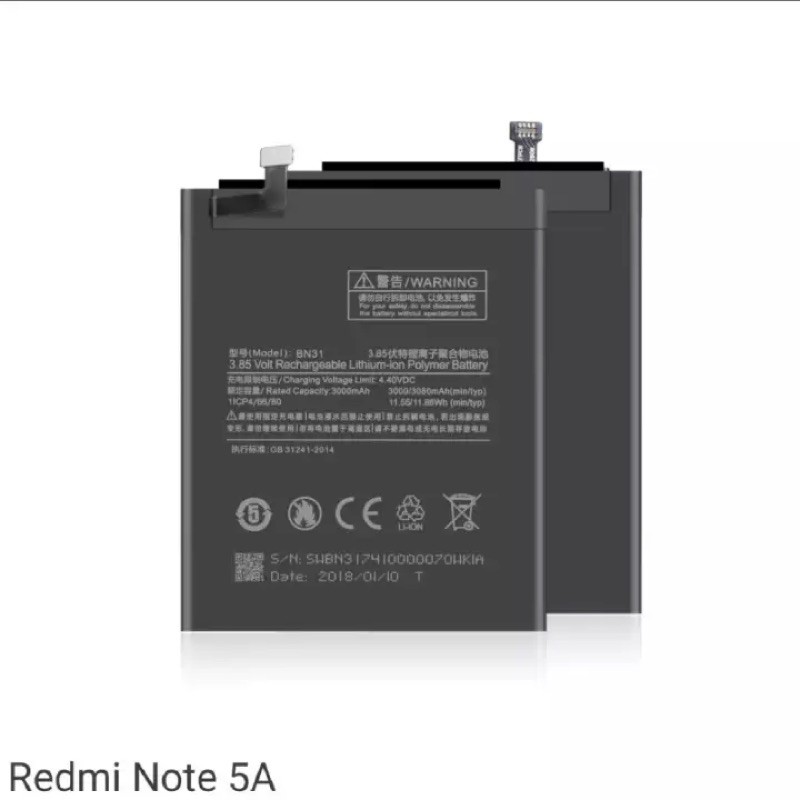 Baterai Xiaomi Redmi Note 5A Ori 100% BN31 Batre Xiaomi Redmi Note 5A Prime Ori Battray