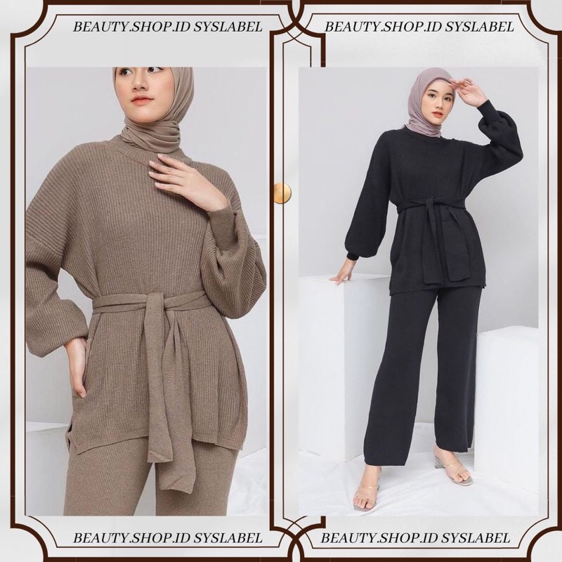 OneSet Agnia Knit by SYSLABEL - Setelan Rajut Puffy C2