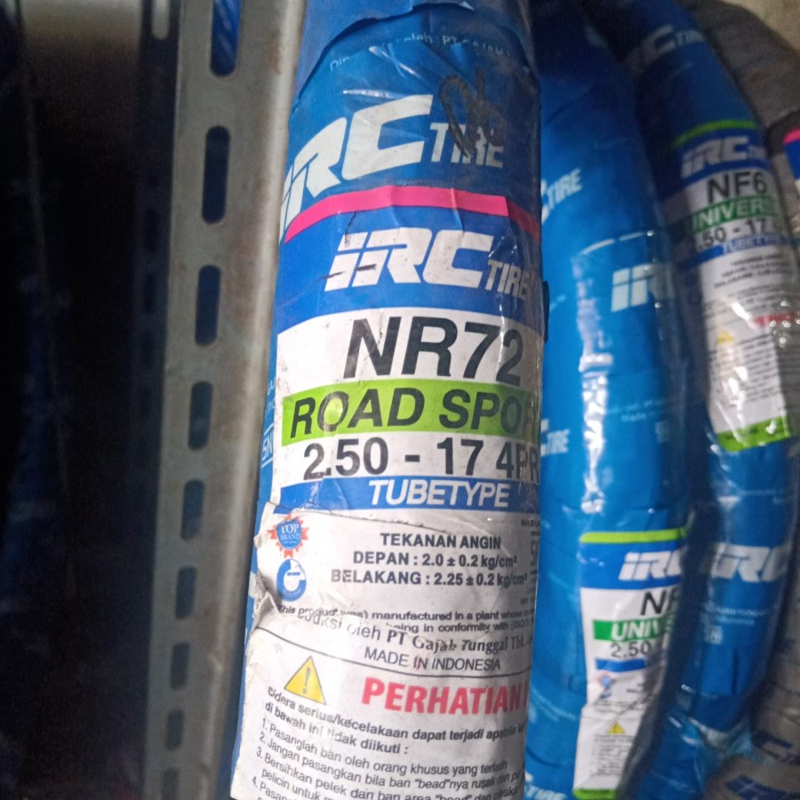 Ban Luar Motor 17 IRC Uk. 250-17 NR 72, Non Tubeless, Ban luar depan