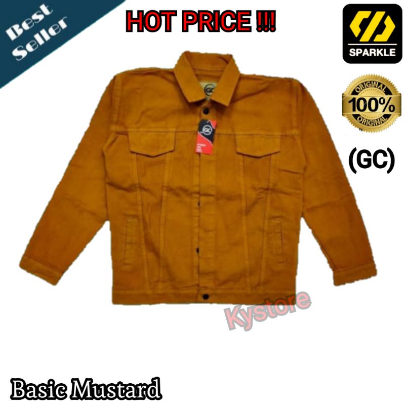 Jaket Jeans tebal atasan pria Size M, L, XL Brand GC - Mustard