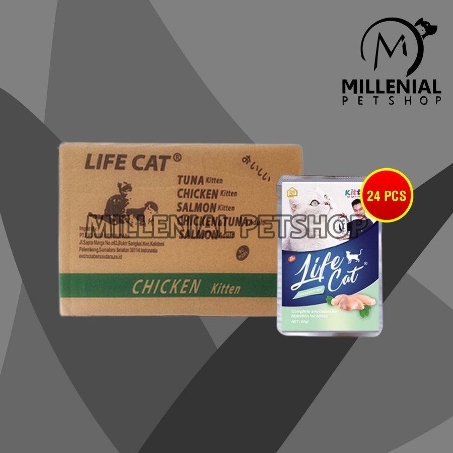 Makanan Basah Kucing Life Cat Sachet Pouch Grosir Dus isi 24 PCS 85 GR