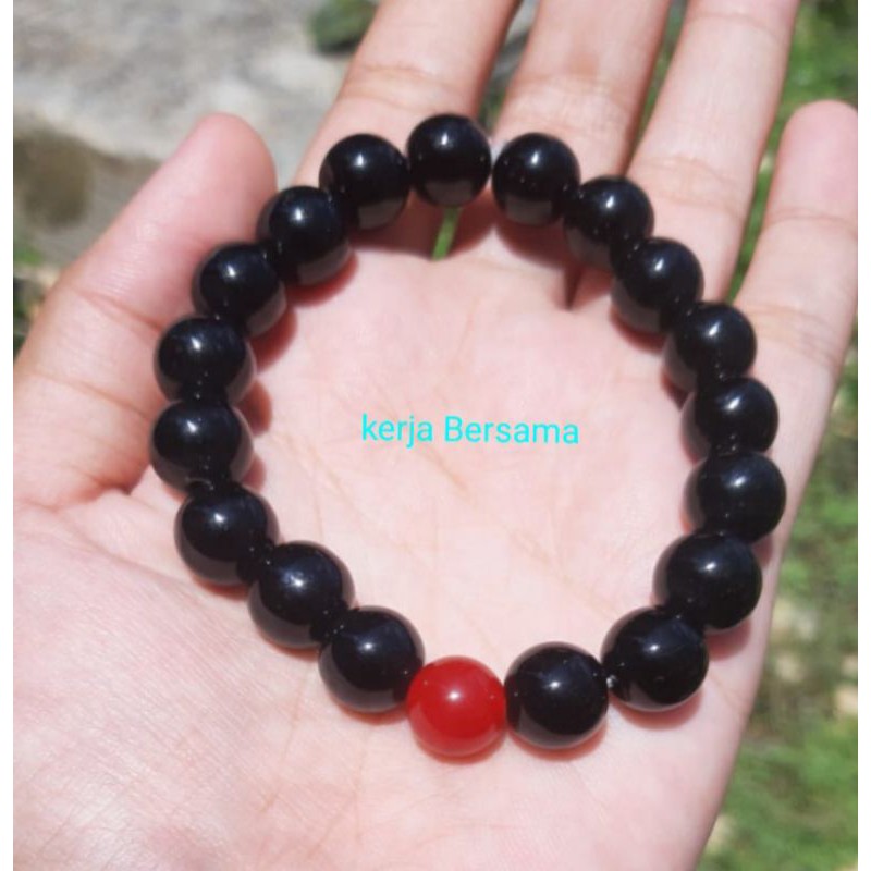 Gelang batu akik hitam merah