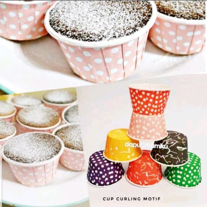 DAPURMAMI ( Curling ) cup cake muffin mafin kue wadah cases bungkus Motif