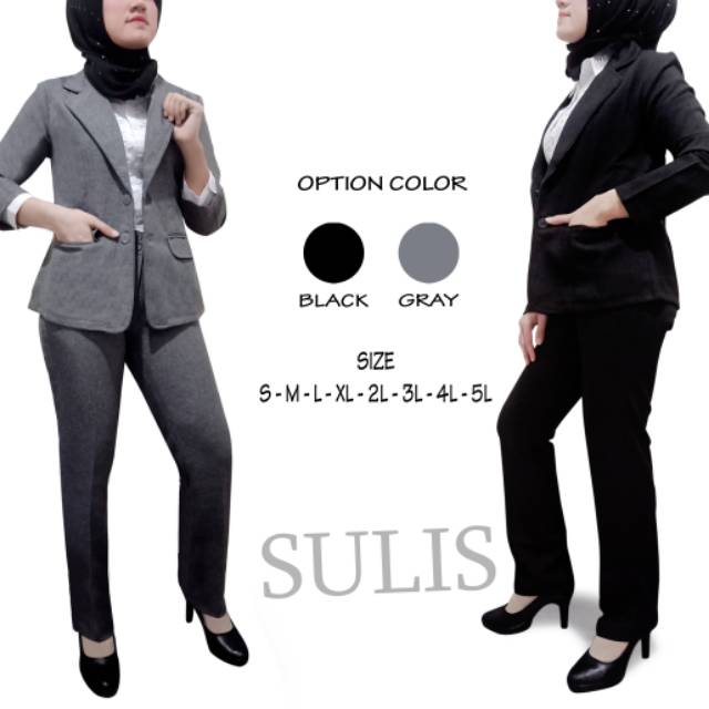 One set Setelan Blazer Dan celana Panjang Forma Wanita Stelanjas  Kerja Kantor Dewasa Cewe Polos