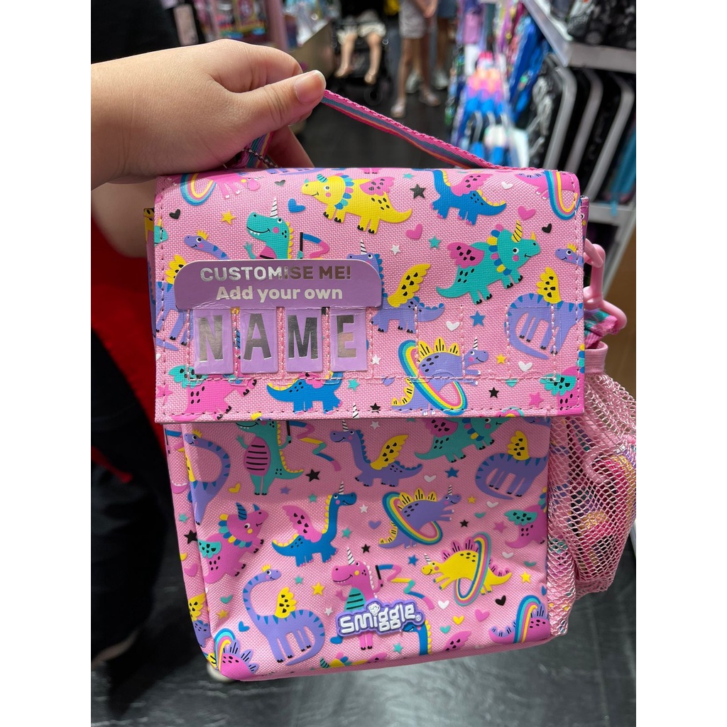 SMIGGLE TEENY TINY LUNCHBAG UP N DOWN DINO PINK /TAS BEKAL SMIGGLE