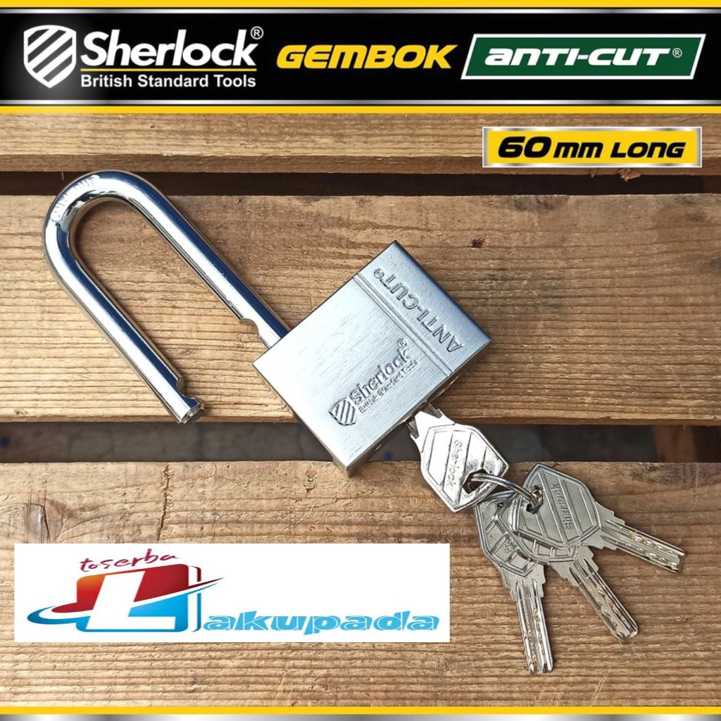 Gembok Original Sherlock British Anti-Cut Lock Long 60mm