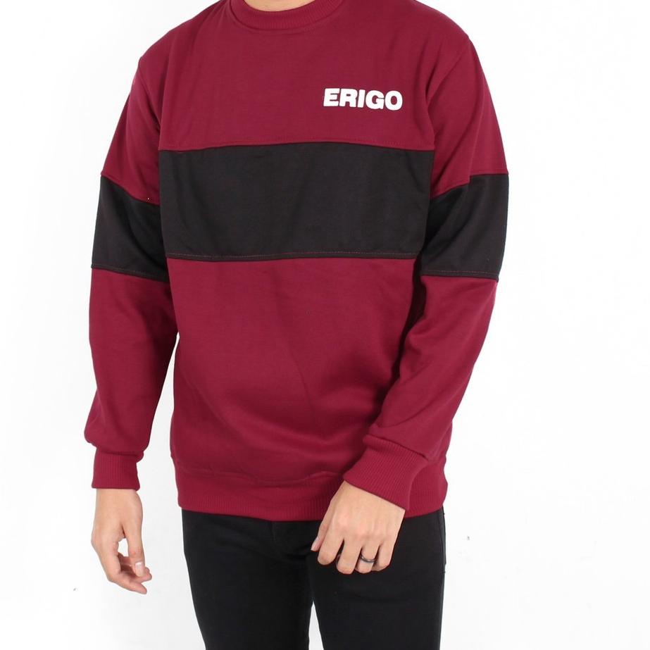 Mall Sweater Crewneck Pria Erigo kombinasi Sweater Erigo Fleece Crewneck Pria Terlaris grosir