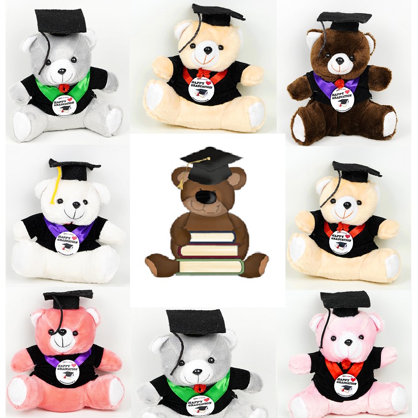 THE BEST !!GROSIR! Boneka Wisuda Sedang Gratis Selempang Nama, logo kampus dan bonus plastik  Parcel