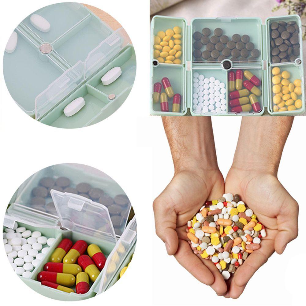 [ELEGANT] Pill Box Tablet Split Container Storage 4warna Kotak Lipat Magnet