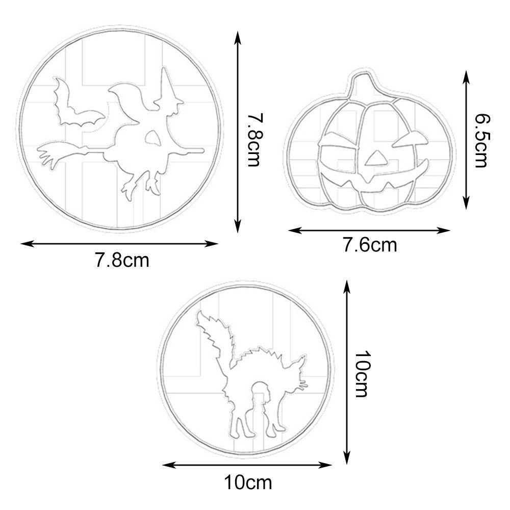 Solighter 3pcs Cetakan Kue Kering Embosser Baking Fondant Cookie Cutter Alat Kue Pesta Halloween